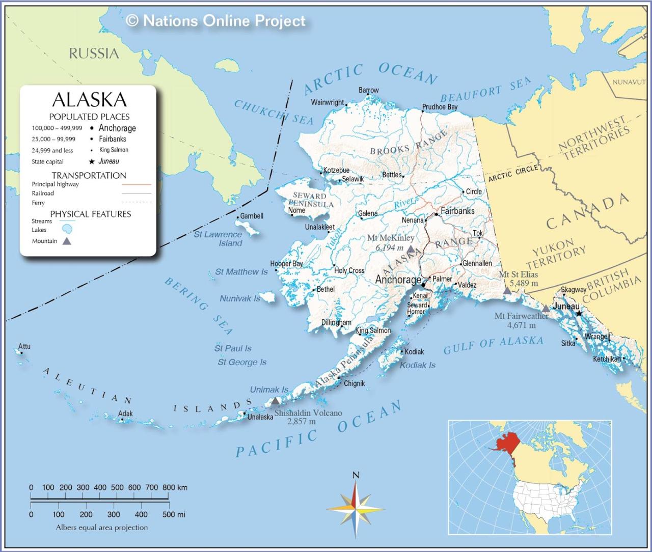 Bản đồ bang Alaska của Mỹ năm 2022