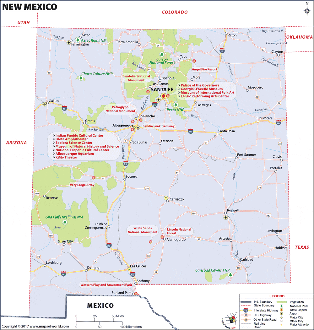 Bản đồ bang New Mexico của Mỹ năm 2022