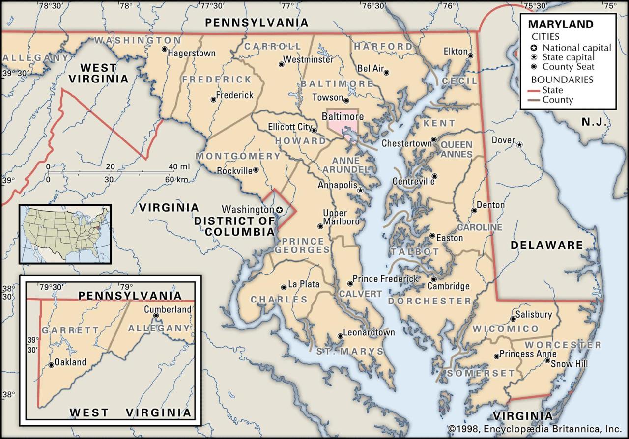 Bản đồ bang Maryland của Mỹ năm 2022