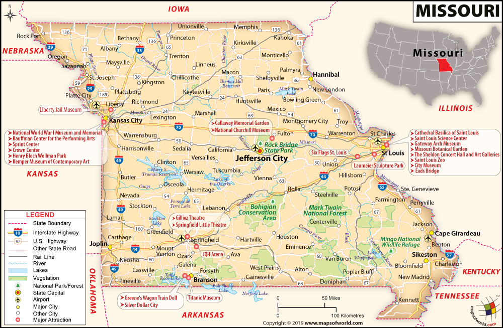 Bản đồ bang Missouri nước Mỹ năm 2022