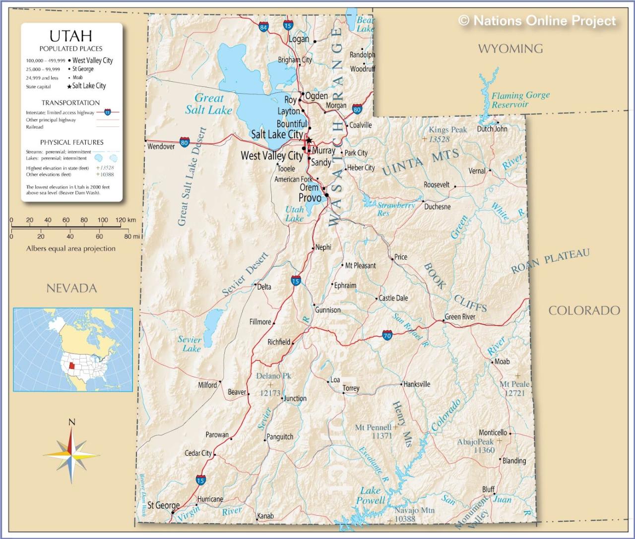 Bản đồ Utah của Mỹ năm 2022