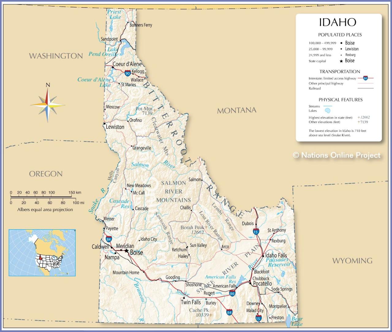 Bản đồ bang Idaho của Mỹ năm 2022